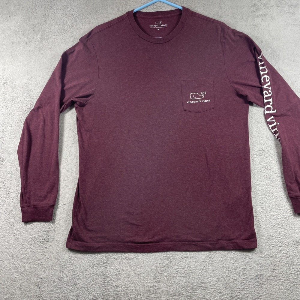 Vineyard Vines Whale Shirt Adult Medium Burgundy Long Sleeve Graphic Tee Pocket
